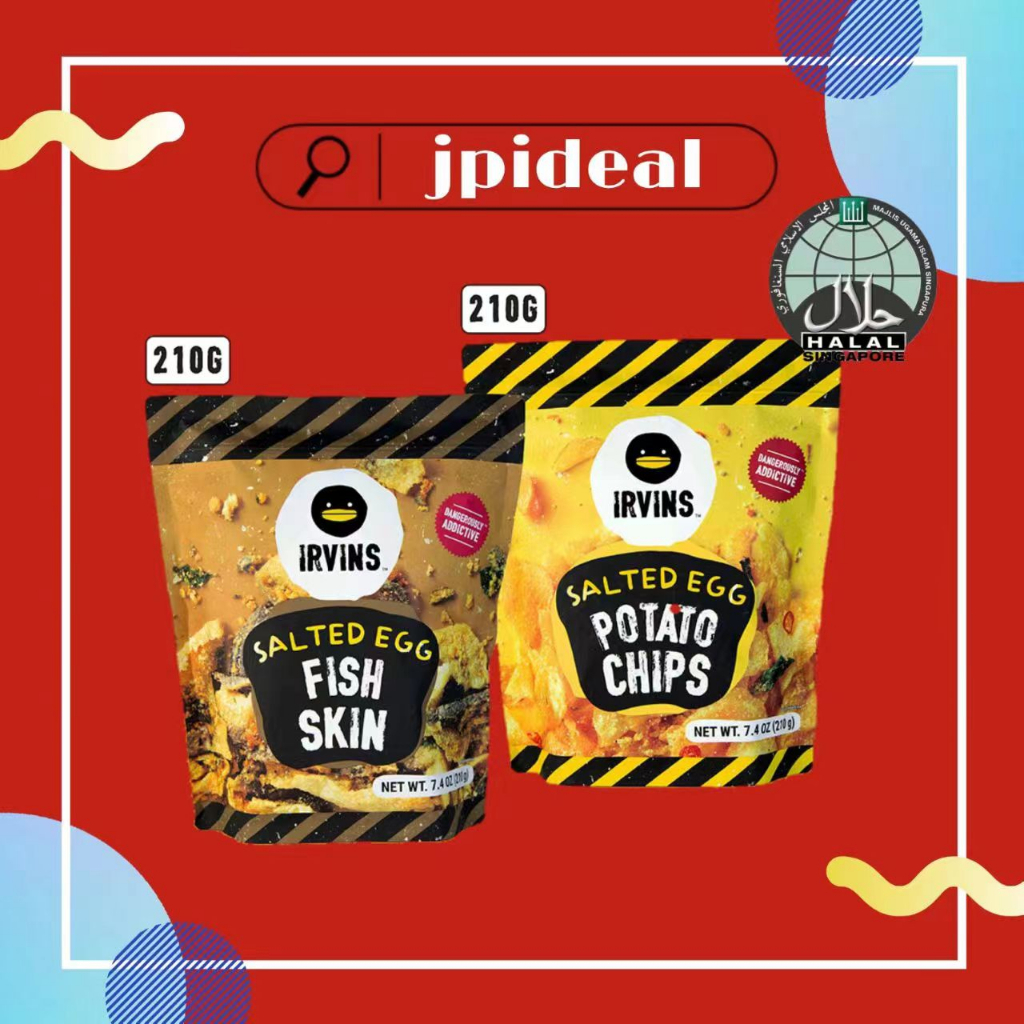 HALAL Singapore Irvins Salted Egg Fish Skin / Salted Potato Chips【Big Pack】 咸蛋鱼皮/ 咸蛋薯片 210g