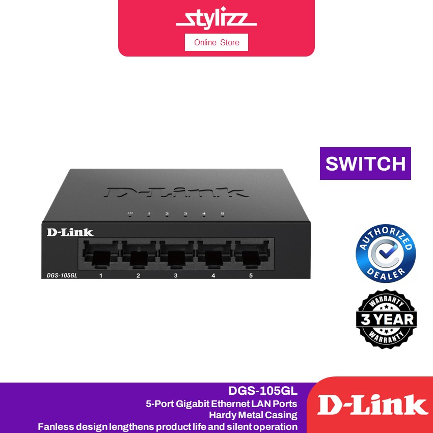 D-LINK DGS-108GL 8-PORT / DGS-108GL 5 PORT UNMANAGED GIGABIT SWITCH ETHERNET LAN (METAL CASE) FANLES