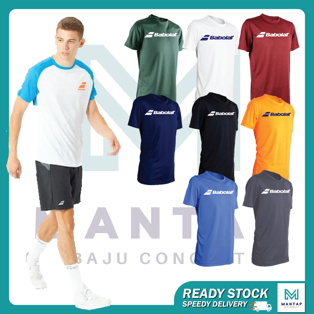 BABOLAT tennis jersey MICROFIBER ROUNDNECK SHORT SLEEVE T-SHIRT BAJU LELAKI WANITA SPORT SHIRT BADMINTON PADEL EQUIPMENT