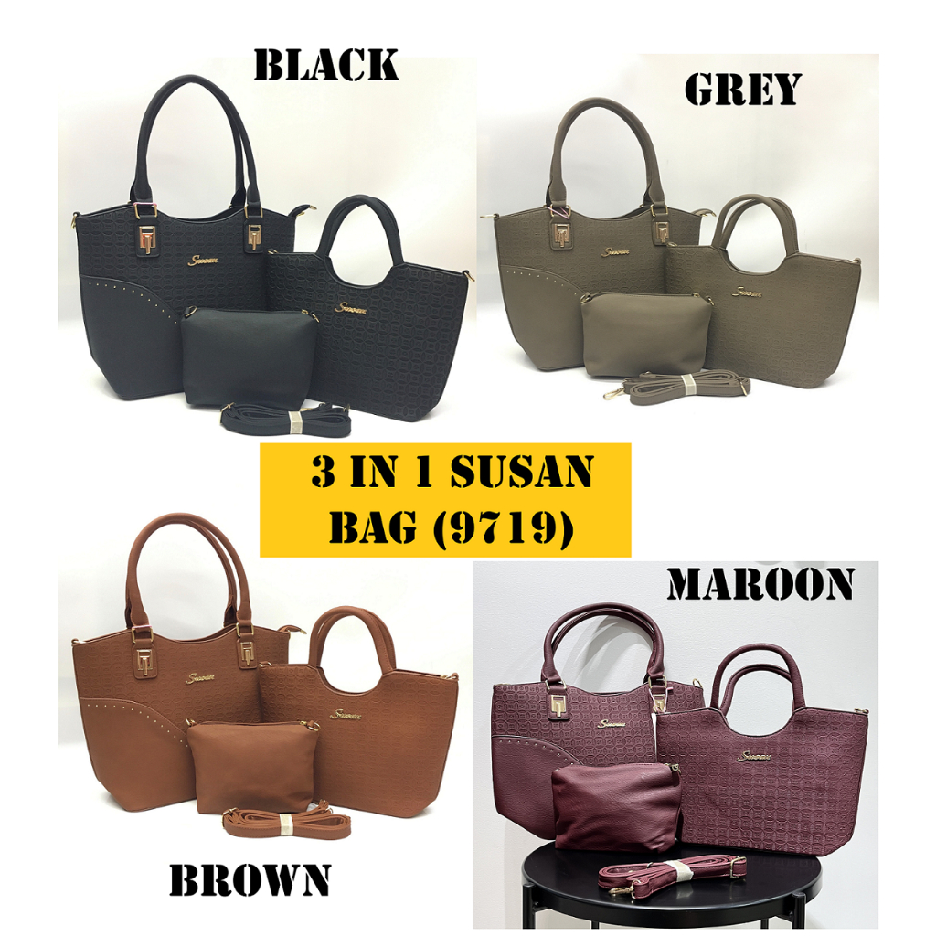 High Quality 3 In 1 Susan Women Handbag Set Fashion Comfortable Elegant Leather Crossbody Bag