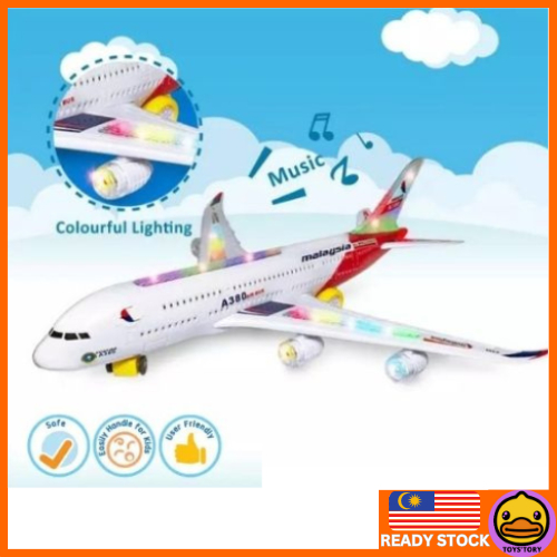 Auto Moving A380 Air Bus Aeroplane With LED Lights and Sounds Electronic Toy (Mainan Kapal Terbang)