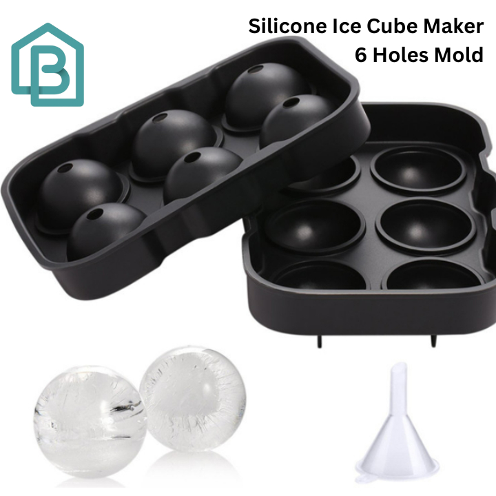 1Pc Large 6 Holes Silicone Ice Cube Maker 6 Holes Big Ice Mold Sphere Ice Ball Ball Shape Ice Cube Tray Bar Kitchen