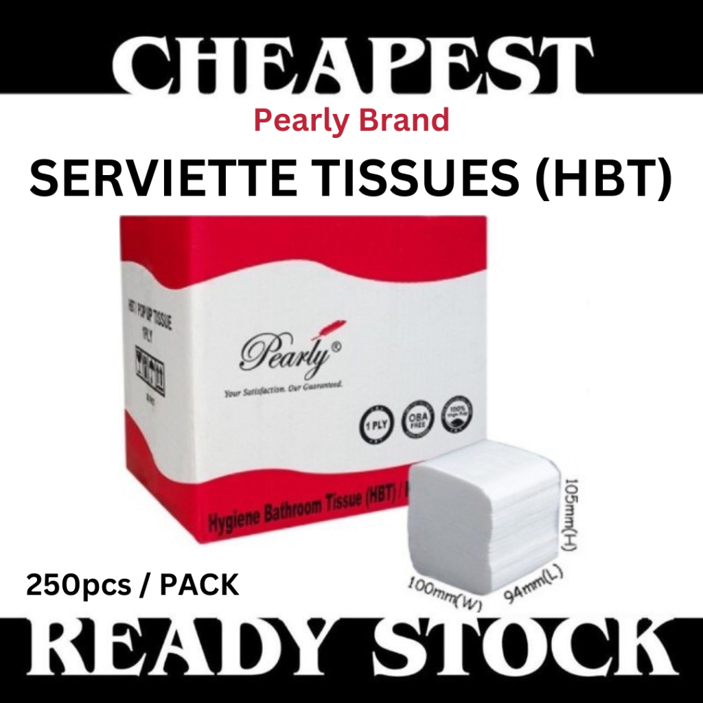 (36packs/ctn) Pearly Pop Up / HBT (Hygiene Bathroom Tissue Paper / Virgin Pulp Tissue /Single Pull Paper - 250sheet