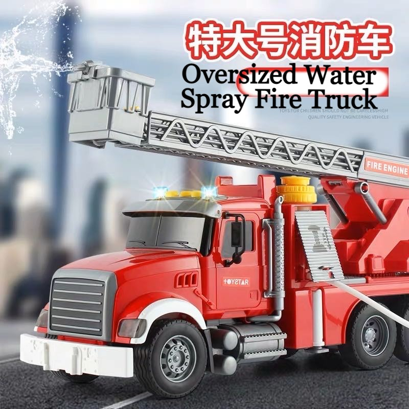 Large Engineering FIRE TRUCK Toy Car Fire Ladder Truck Road Rescue Trailer Mixer Truck With Sound Light Music For Kid