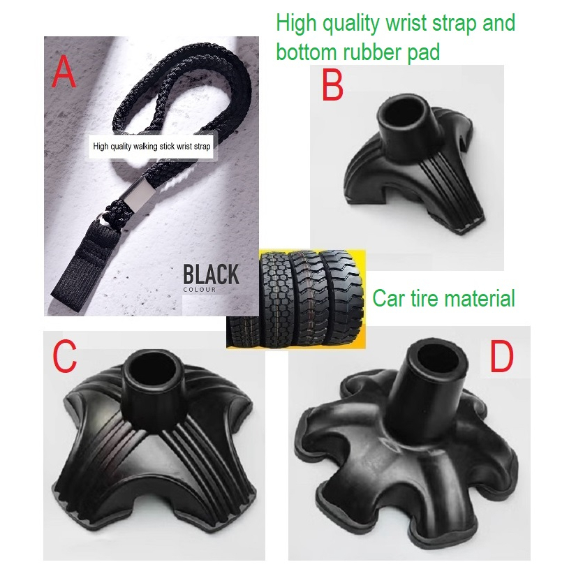 High Quality Solid Wood Crutch Wrist Strap Wooden Walking Sticks Non-slip Bottom Rubber Pad Canes Lanyard Tongkat Kayu