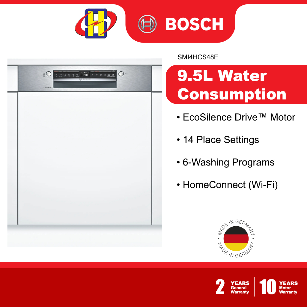 Bosch Dishwasher (14-Place Settings) EcoSilence Drive Semi-integrated Built-In Dishwasher SMI4HCS48E