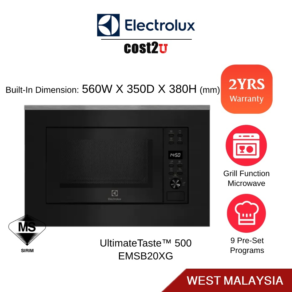 Electrolux 20L/60cm UltimateTaste™ 500 Built-In Grill Microwave Oven | EMSB20XG EMS2085X Ketuhar Gelombang Mikro