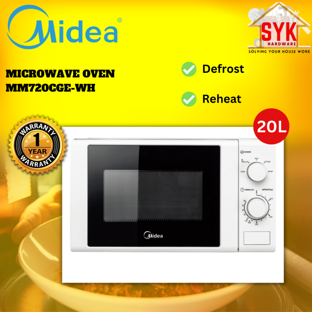 SYK Midea MM720CGE-WH Microwave Oven Baking Toaster Bread Fast Cooking Kitchen Appliances Gelombang Mikro 20Liter