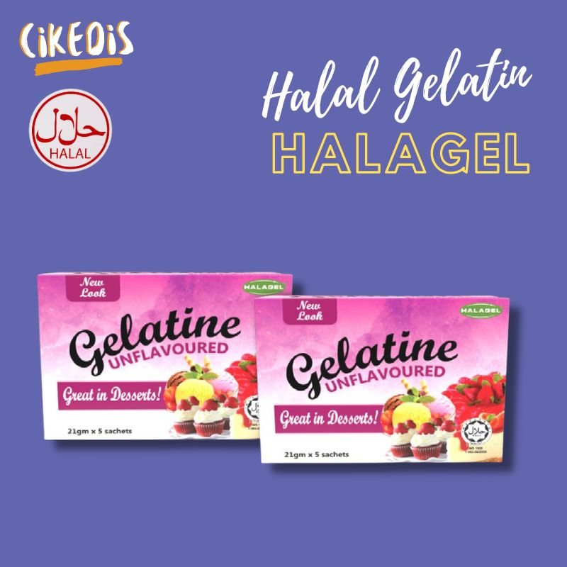 HALAGEL Halal Gelatin Powder Serbuk Gelatine Unflavored Clear Agar-Agar 吉利丁粉 Bovine Baking Dessert