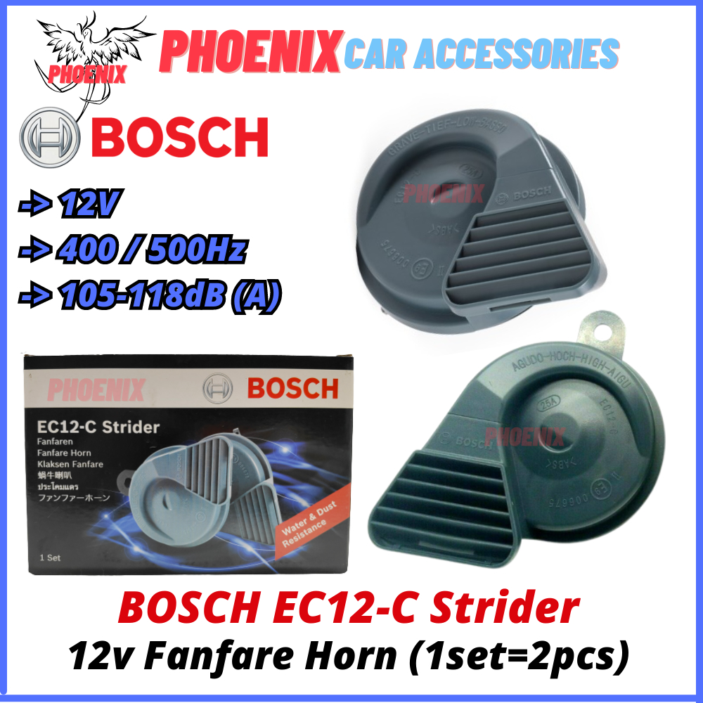ORIGINAL BOSCH EC12-C Strider Fanfare BM Horn Snail Twin Tone Compact Car 12V Super Loud Siren Kereta