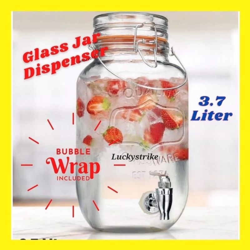 Glass Jar Water Dispenser 3.7 Liter / 1 Gallon Detergent softener Dispenser Water Dispenser