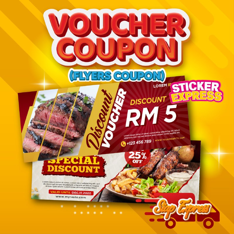 Voucher Printing Loose Sheet Cetak Kupon Flyers Coupon Print Color 140mm x 70mm