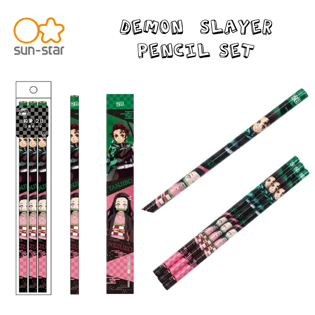 Sun-Star Stationery Demon Slayer 3 in 1 Pencil Set (2023)