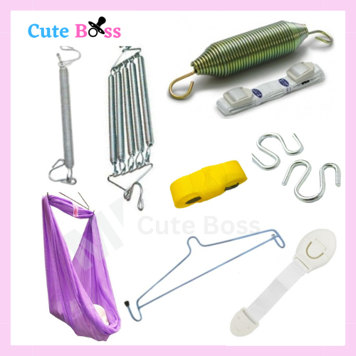 Buaian Bayi/ 1pc Spring Buaian/ 5pc Hammock Spring/ Rugby Spring/ Hanger Triangle/ Safety belt/ Besi S Hook/ Safety Lock