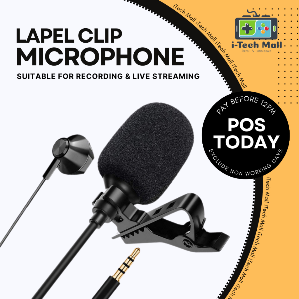 Clip Microphone Mic Audio Recorder Collar Lavalier Lapel Mikrofon Video Recording Record Phone PC Type C Live Broadcast