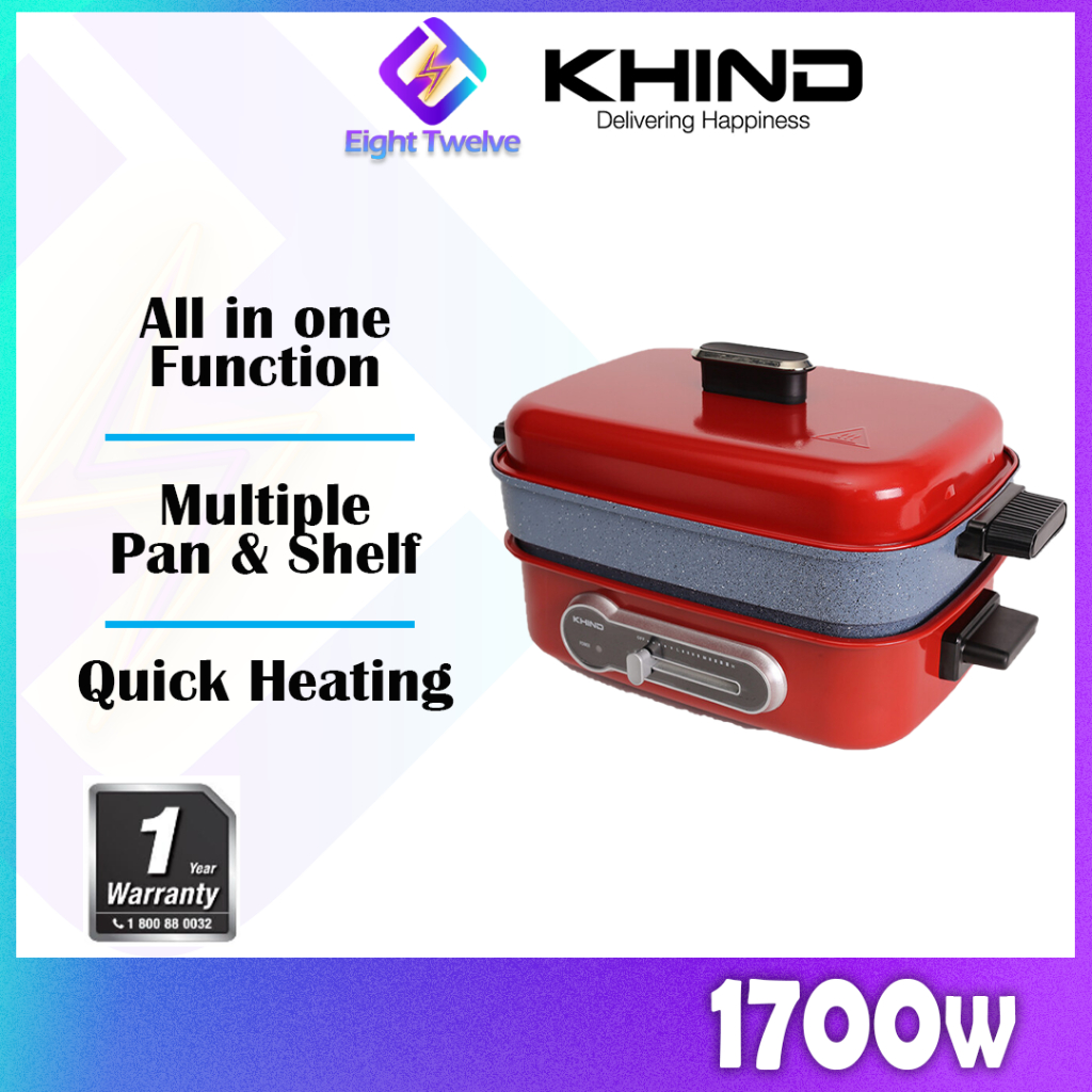 KHIND Multi Functional Cooker | Grill, Bake, Deep-fry, Steamboat, Stew, Steam | MC398R