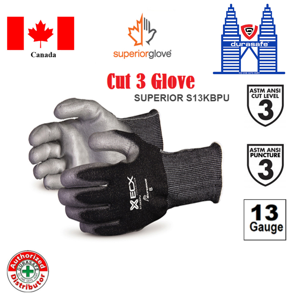 SUPERIOR S13KBPU Emerald CX Cut-Resistant Polyurethane Palm Coated Glove Black