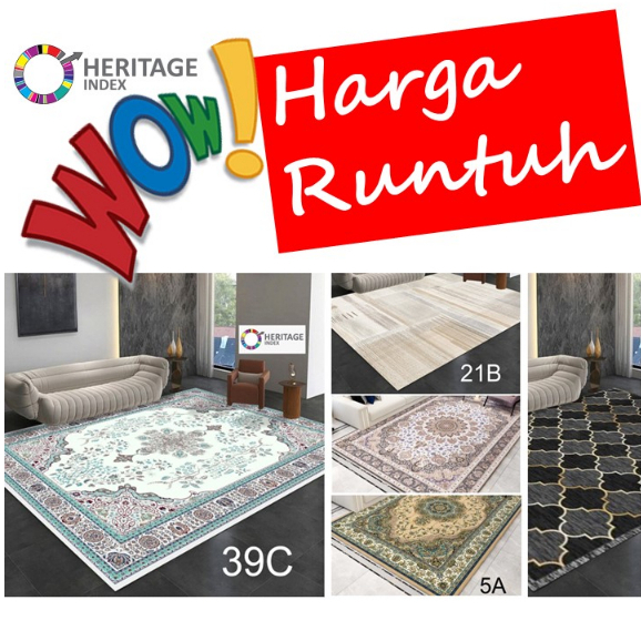 Karpet XL 200cm x 150cm Janji Gulung Heritage Alas Kaki 5D Permaidani Velvet Carpet Rug Floor Mat 3D Permaidani Murah