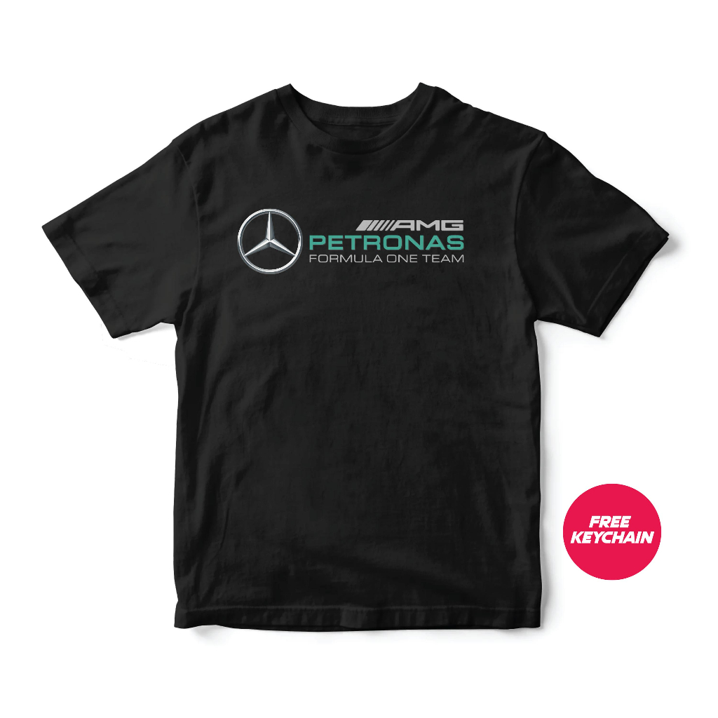 Petronas F1 AMG T-shirt Free Keychain 100% Cotton