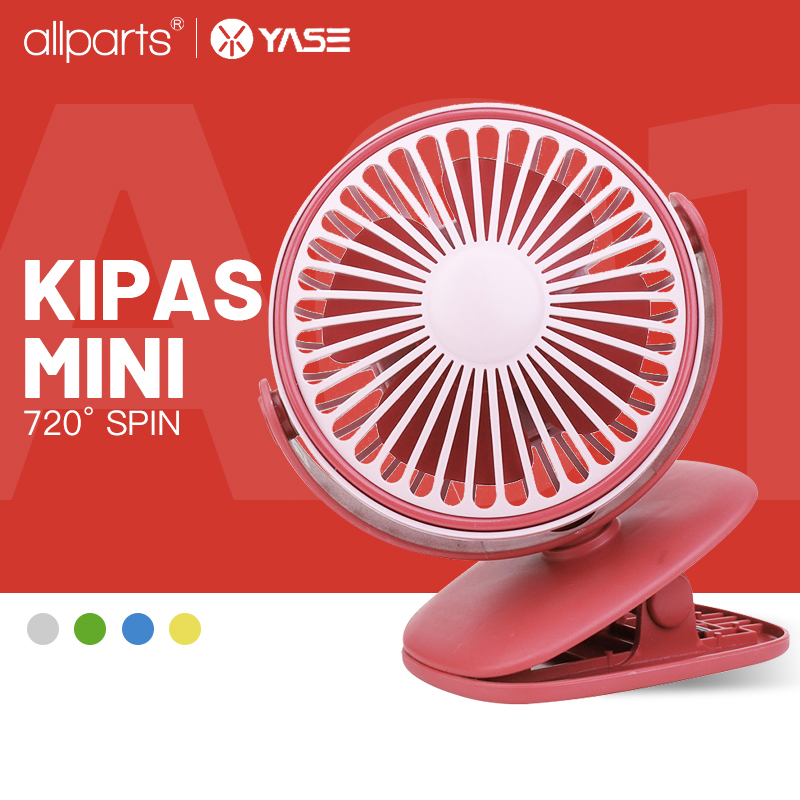 360 Adjust Kipas Mini Fan Clip Small USB Fan Cooling Portable Hand Table Baby Stroller Office Table USB Charge