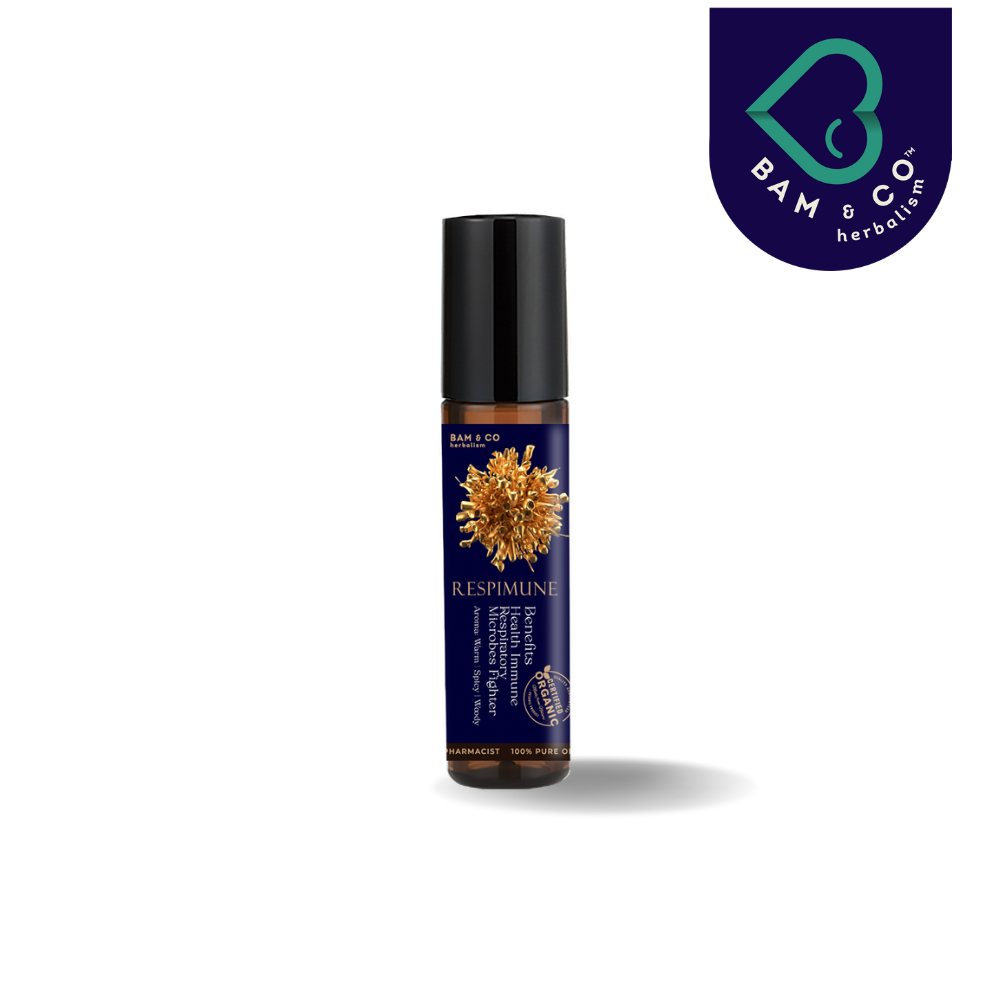 BAM & CO. NATURAL RESPIMUNE THERAPEUTIC ESSENTIAL OIL ROLL ON – RESPIRATORY & IMMUNITY (10ML)