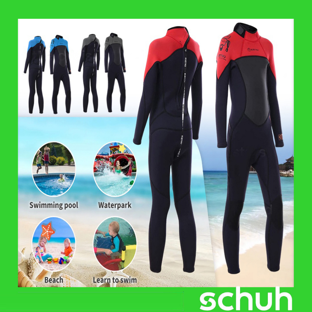 ‍♀️2024 KLEYOU Kids Full Wetsuit 2.5mm Neoprene Thermal Swimsuit One Piece UV Resistant Kids Scuba Surf Snorkel