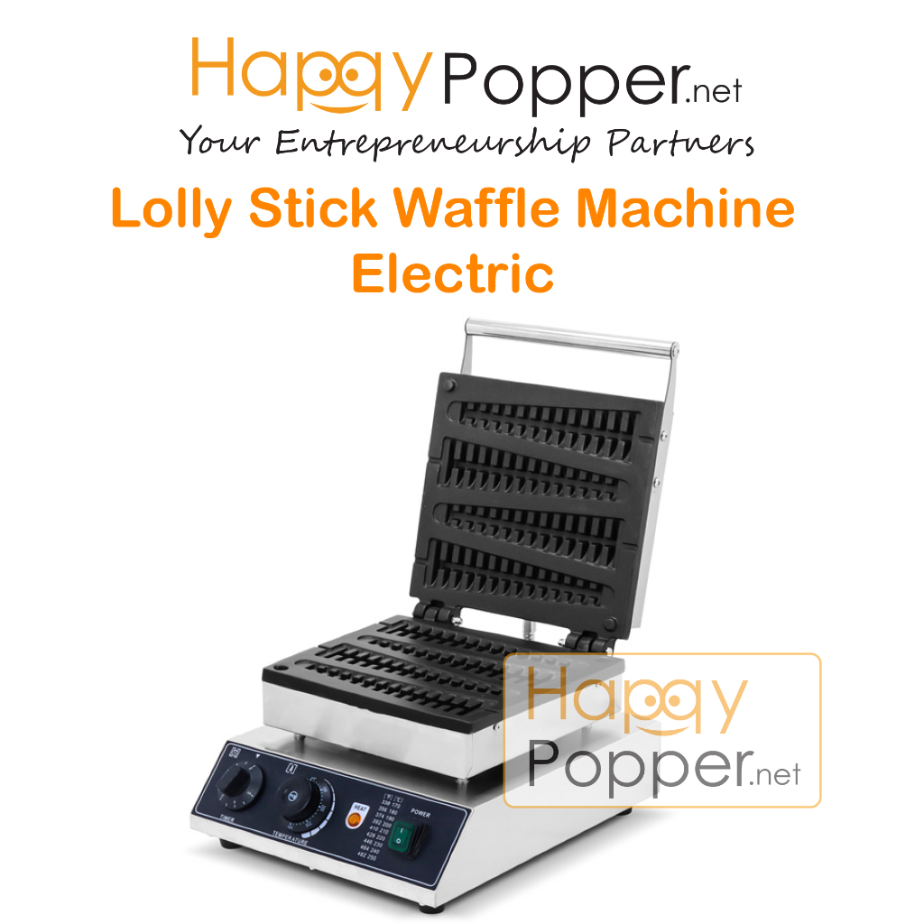 Happypopper Commercial 4 pcs Lolly Waffle Maker Christmas Tree Waffle Machine Coated Non-Stick Lolly Stick Machine 树形华夫饼