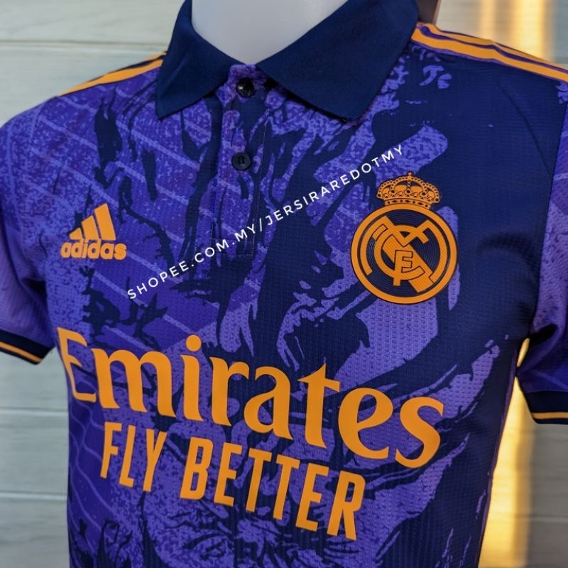 REAL MADRID DRAGON PURPLE PLAYER ISSUE S M L XL 2XL : RM 60 S - 18