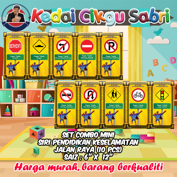 SET COMBO BANNER MINI SIRI PENDIDIKAN KESELAMATAN JALAN RAYA (10 PCS/SET) (AMARAN : INI BANNER SAIZ MINI!)