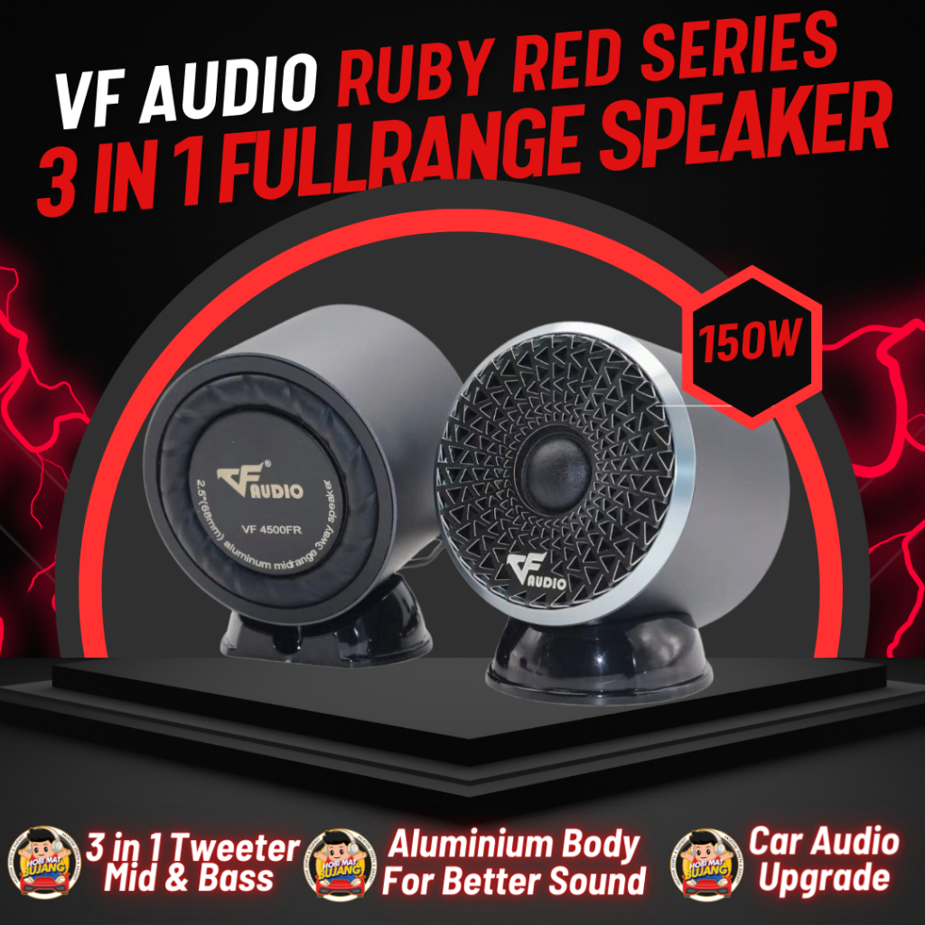 VF Audio 3 in 1 Full Range Speaker Bass Mid Built In Tweeter Car Full Range Speaker