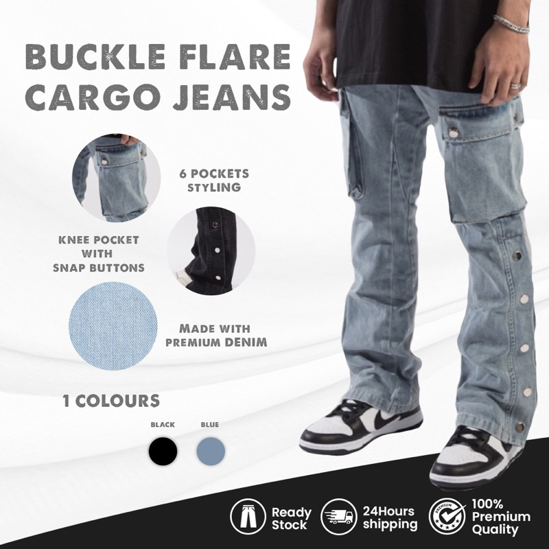 DC CLOTHING OFFICIAL BUCKLE FLARE CARGO JEANS