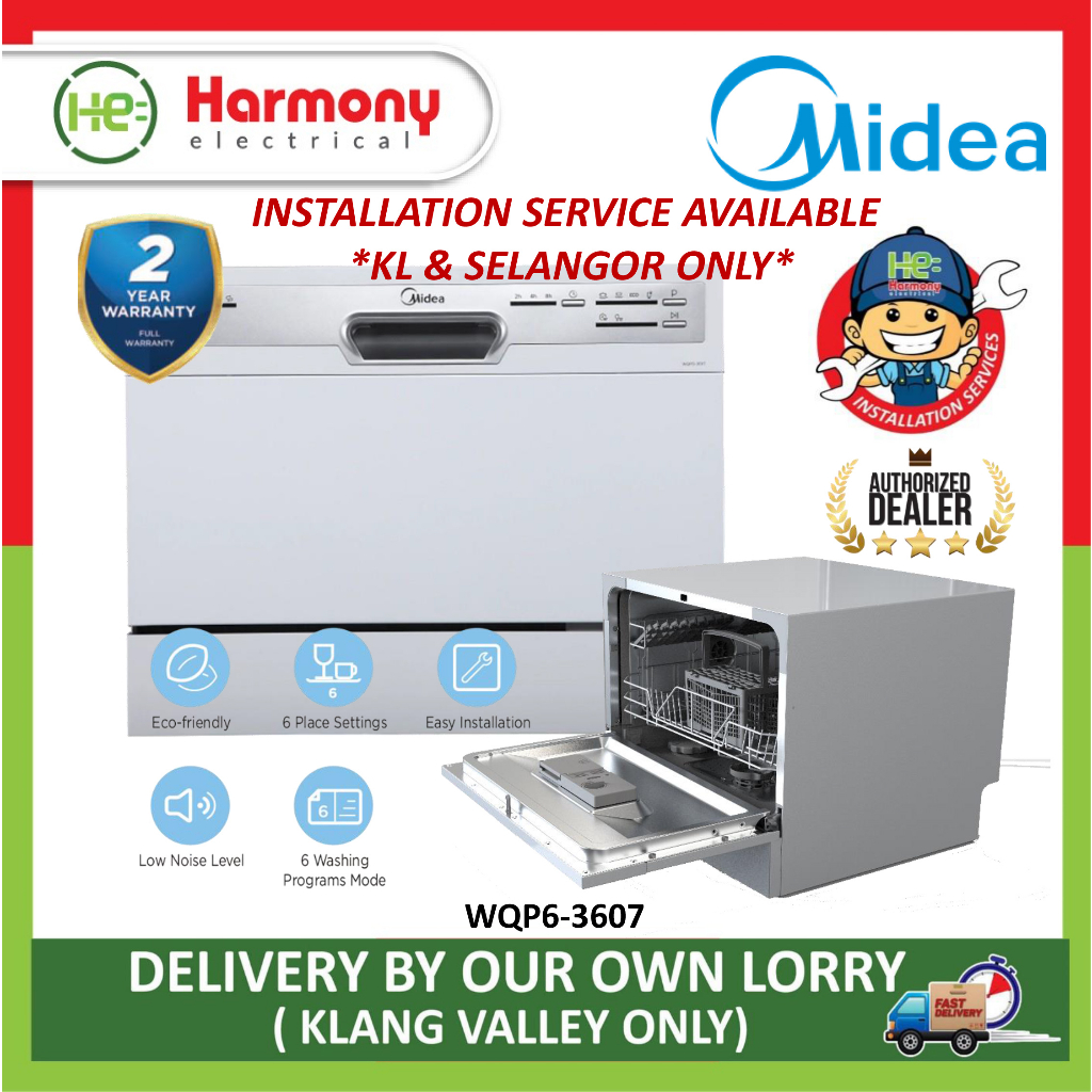 (INSTALLATION AVAILABLE KL )MIDEA Table Top Dishwasher WQP6-3607 With 6 Place Settings Mesin Cuci Pinggan Mangkuk 洗碗机