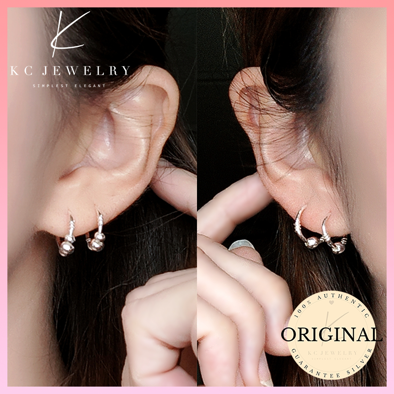 KC Jewelry S925 - Minimalist TriBall/Single Bead Hoop Earrings