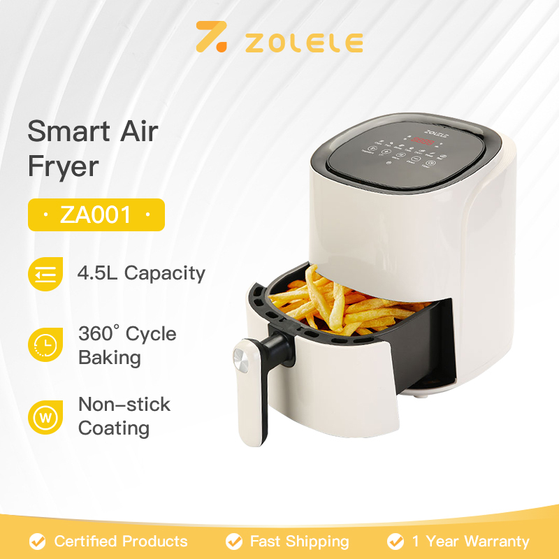 ZOLELE air fryer 4.5L smart touch oil free timer electric fryer with non stick pan 4-6 people fries