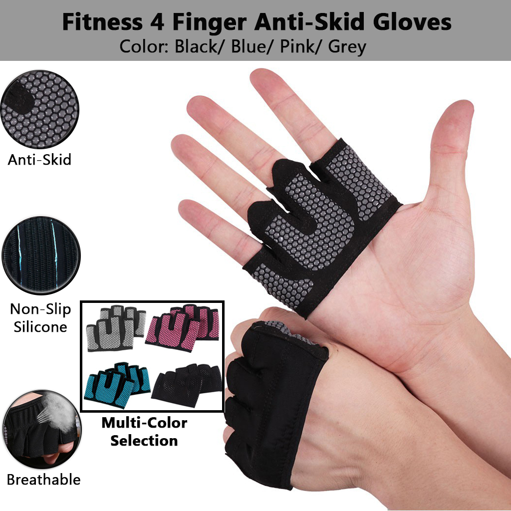 3H Anti-skid Uni-Sex Gym Breathable Sport Training Fitness 4 Finger Gloves/ Gym Glove/Fitness Gloves