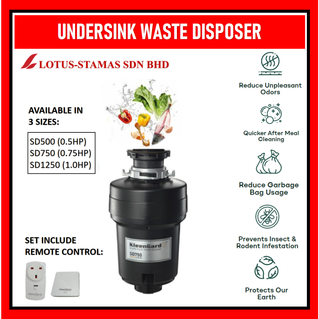 KLEENGARD SD500 / SD750 / SD1250 UNDER SINK FOOD WASTE DISPOSER FOR KITCHEN WASTE DISPOSING