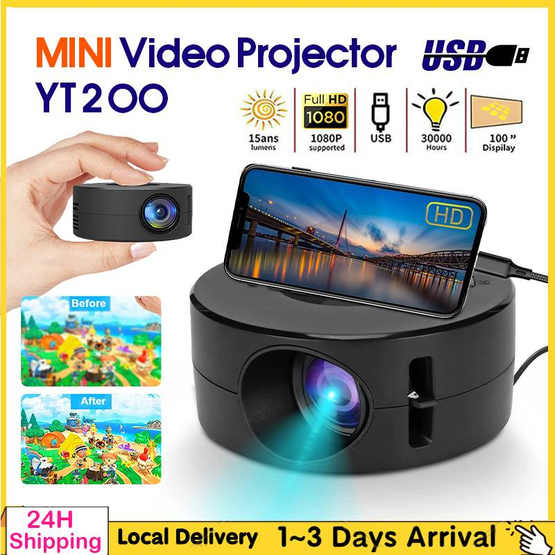 🔥Portable YT200 Projector Mini Phone iPad Usb Projector 4k Full HD 1080P projector small Classroom Home Theater 投影機 投影仪