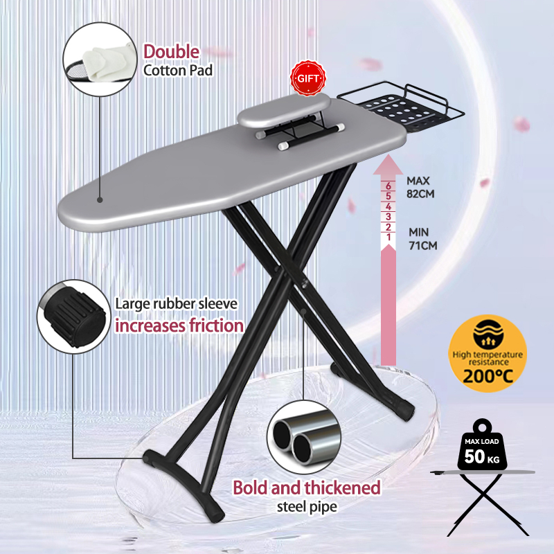【Ready stock】Ironing board/silver plated cloth/6-speed adjustment/foldable/steam ironing board new upgrade