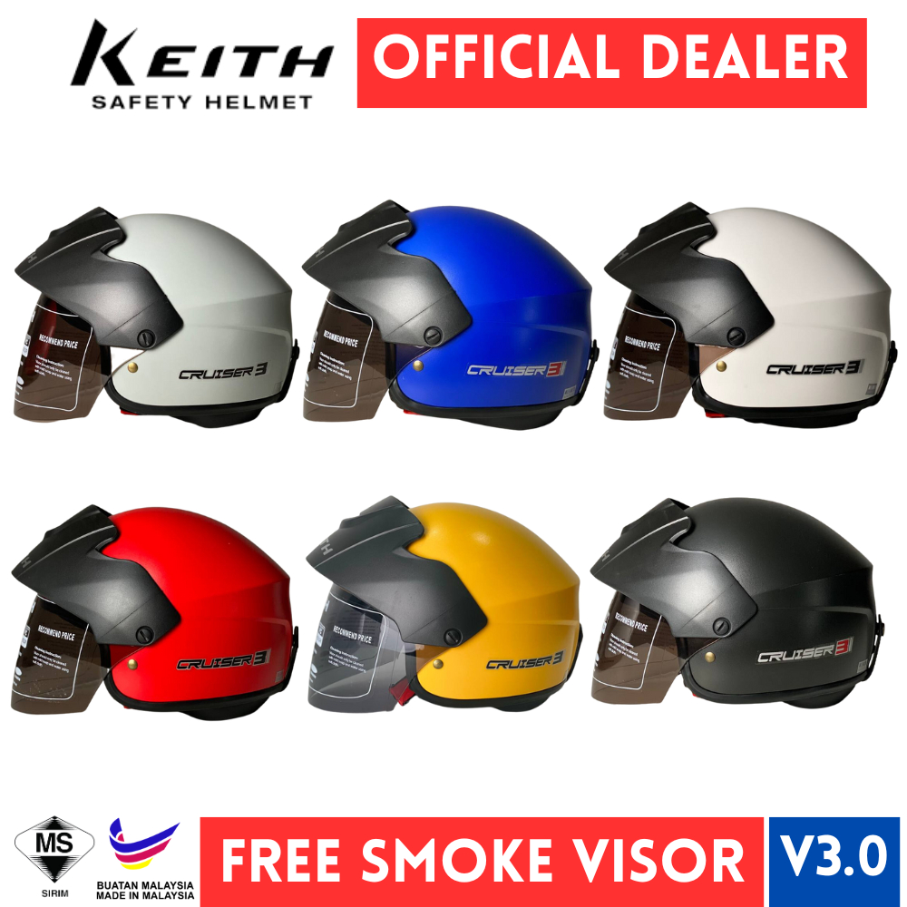 Keith KH Cruiser V3.0 New Model Helmet FREE SMOKE VISOR SGV Visorex KEITH