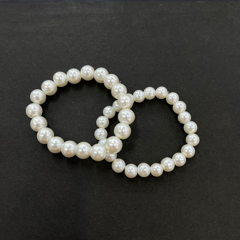 White Pearl Bracelet Gelang Mutiara Crystal Stretch Beaded Bracelet