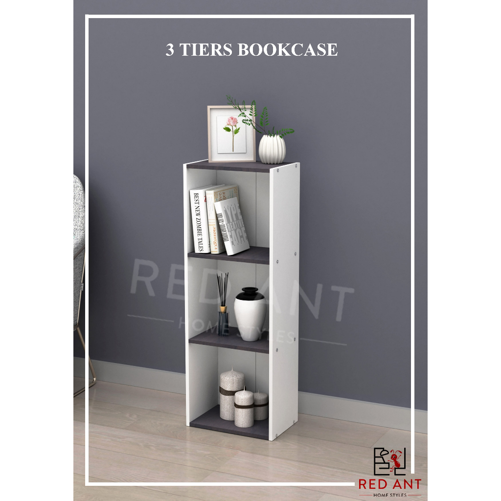 READY STOCK* RED ANT 3 Tier Wooden Multipurpose Rack Book Shelf Rak Buku Kabinet Buku