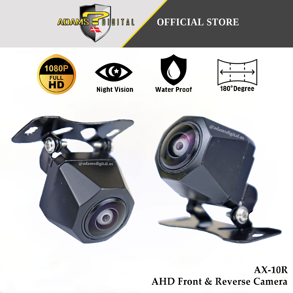 Adams Digital 1080p Full HD 180°Degree Car Parking Reverse Camera Front n Rear View Waterproof Night Vision AX 10R