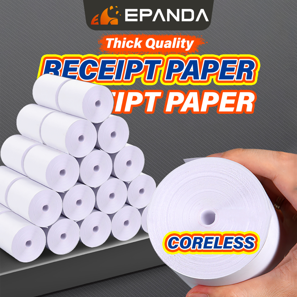 EPANDA Coreless Thermal Paper Roll Receipt Roll Thermal Receipt Paper Roll Kertas Resit Roll 57x40mm