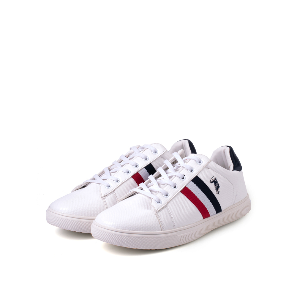 POLO Mens White Lace up Sneaker Shoes B8238-SN1-0P
