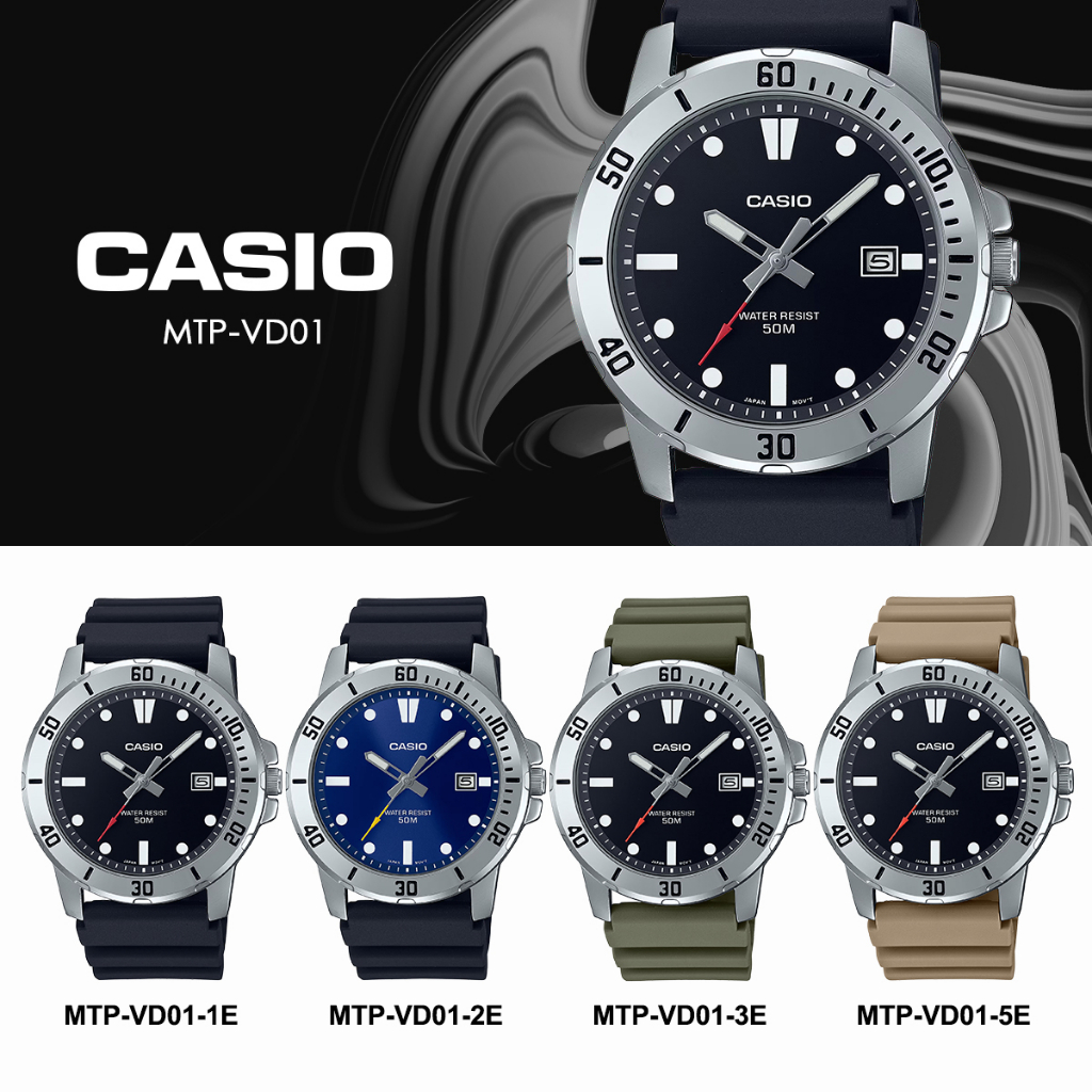 Casio MTP-VD01 Date Display Fashion Quartz Analog Resin Band Men Watch Jam Tangan Lelaki | Shopee Malaysia