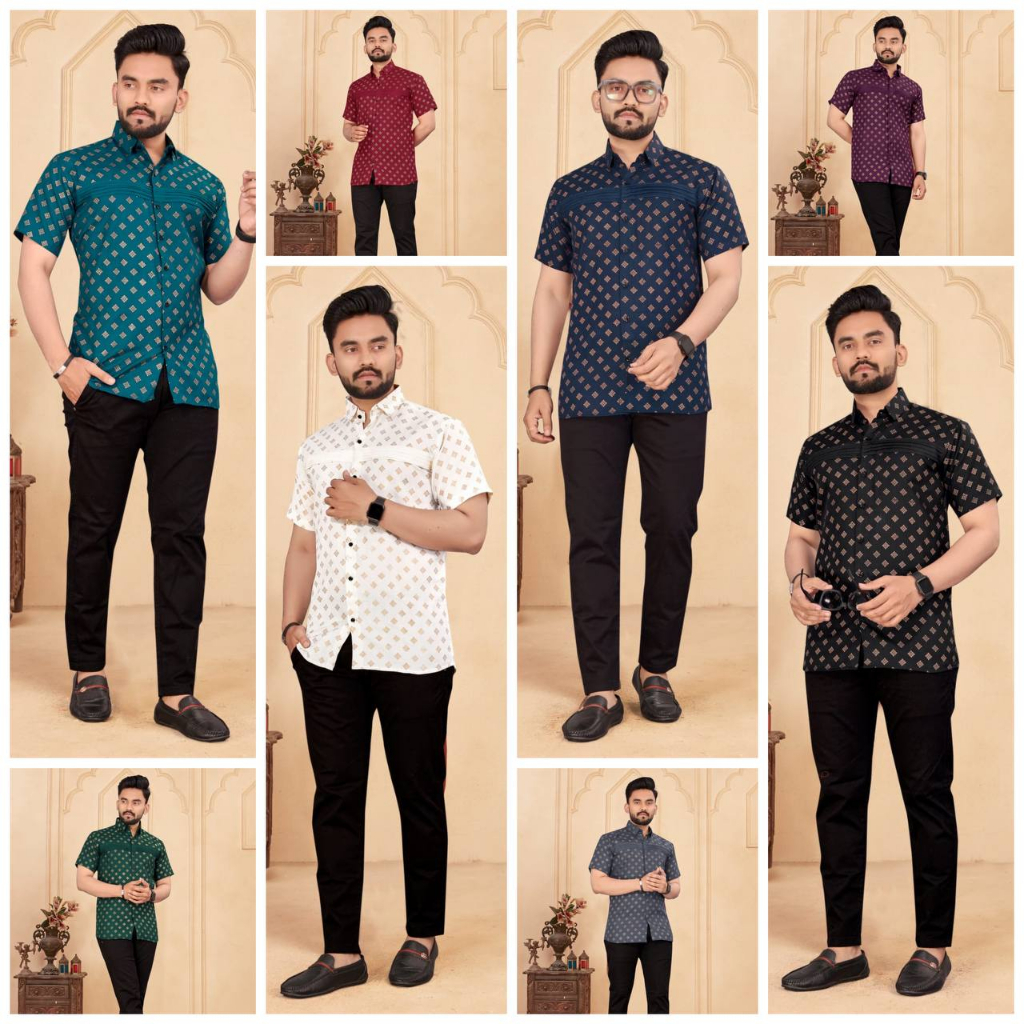 Latest Collection Plus Size Foil Print Men's Shirt/Jippa.