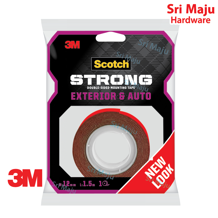 MAJU 3M Scotch 710-S12 12mm x 1.5M Exterior & Auto Strong Outdoor Car Double Side Mounting Tape Weather Resistant