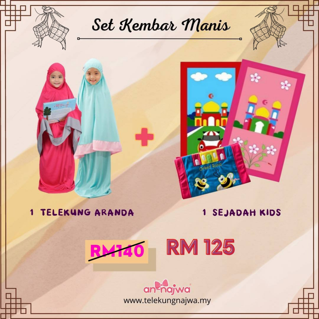 Yuna Valet Set Sejadah Kanak-kanak Telekung Budak Telekung Kanak-Kanak Sejadah Kids Telekung Kids Telekung Ramadhan