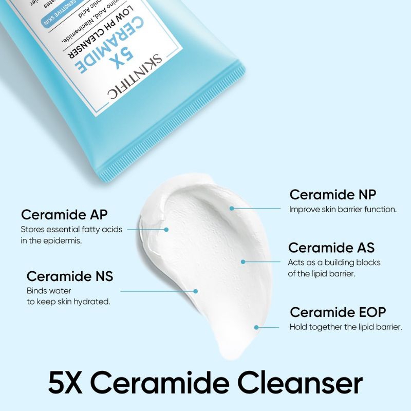 SKINTIFIC 5X Ceramide Low pH Cleanser Facial Wash Gentle Cleanser for Sensitive skin