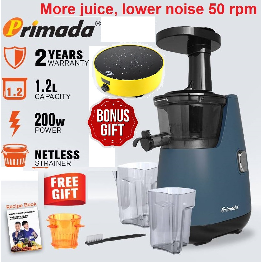 Primada Netless Slow Juicer PSJ10 (FREE BONUS GIFT NAKADA CERAMIC COOKER NKD201)